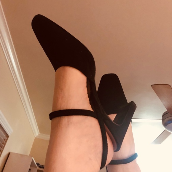 POINTED TOE SLING BACK HEELS BLACK HILLARD and HANSON GUC Sz 7 1/2 - Picture 5 of 12